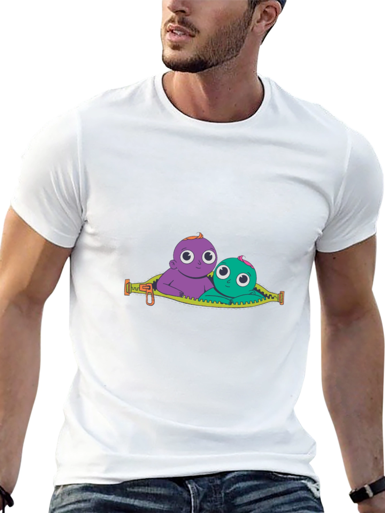Cartoon Babies Graphic Black T-Shirt