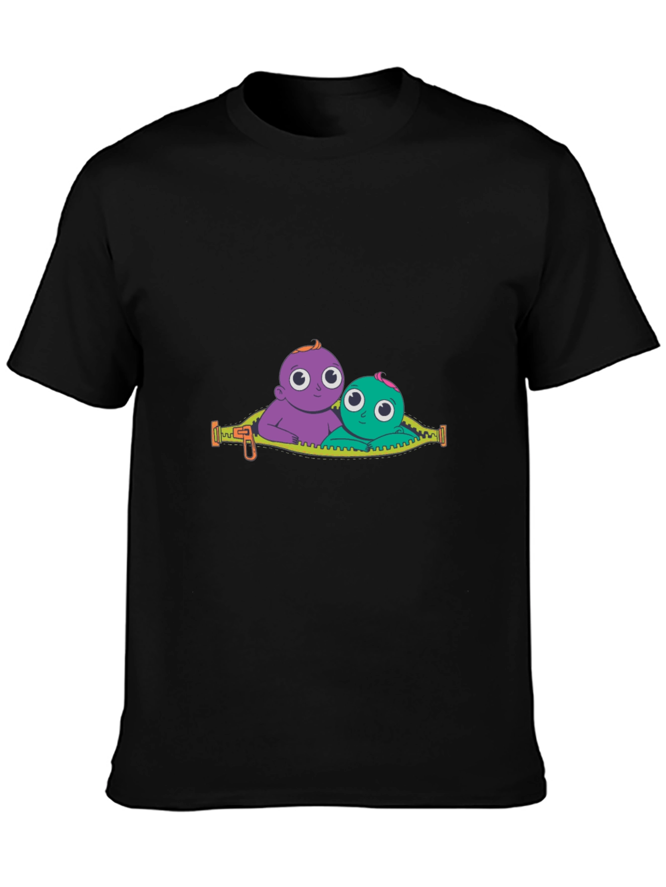 Cartoon Babies Graphic Black T-Shirt