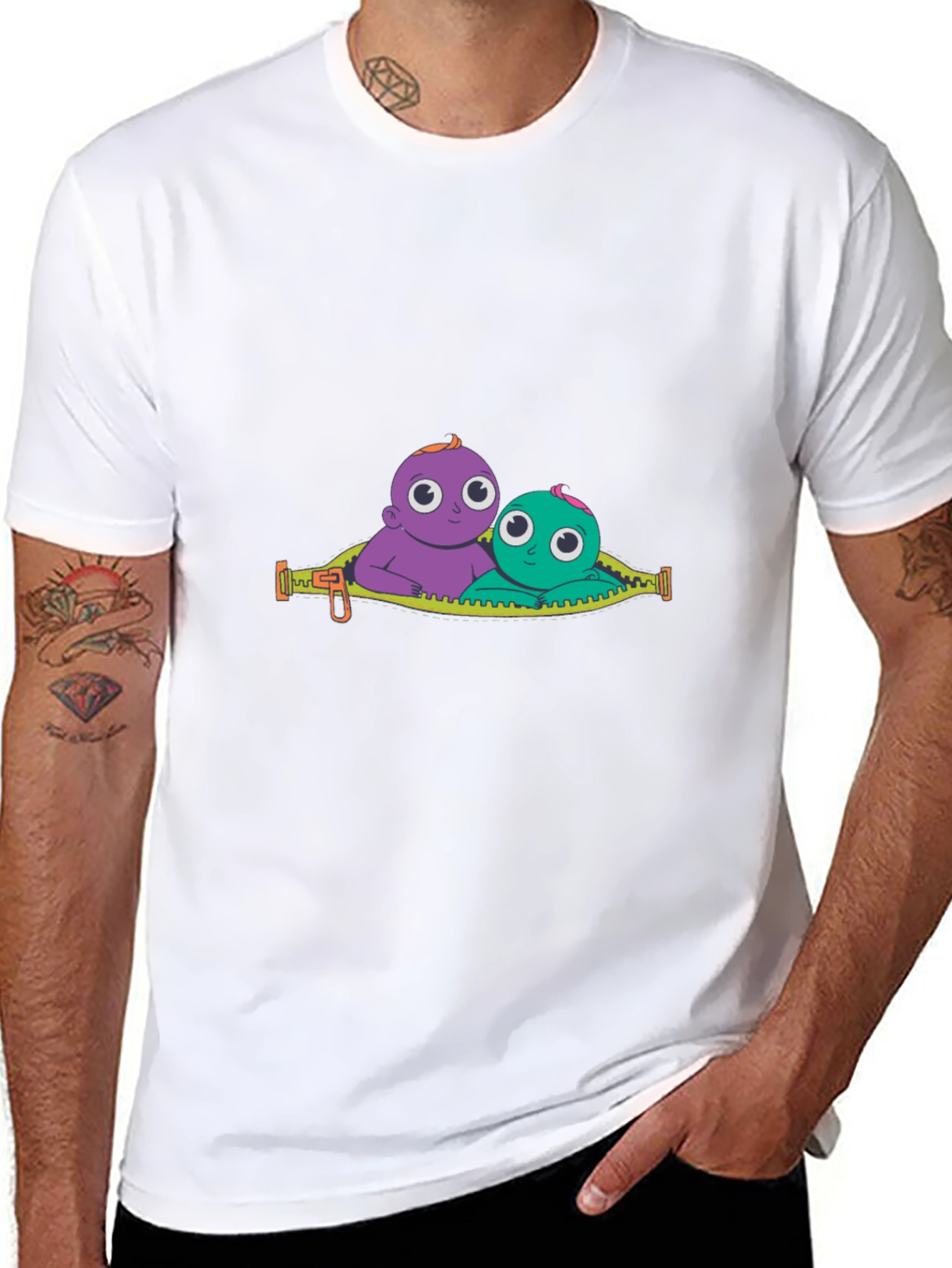 Cartoon Babies Graphic Black T-Shirt
