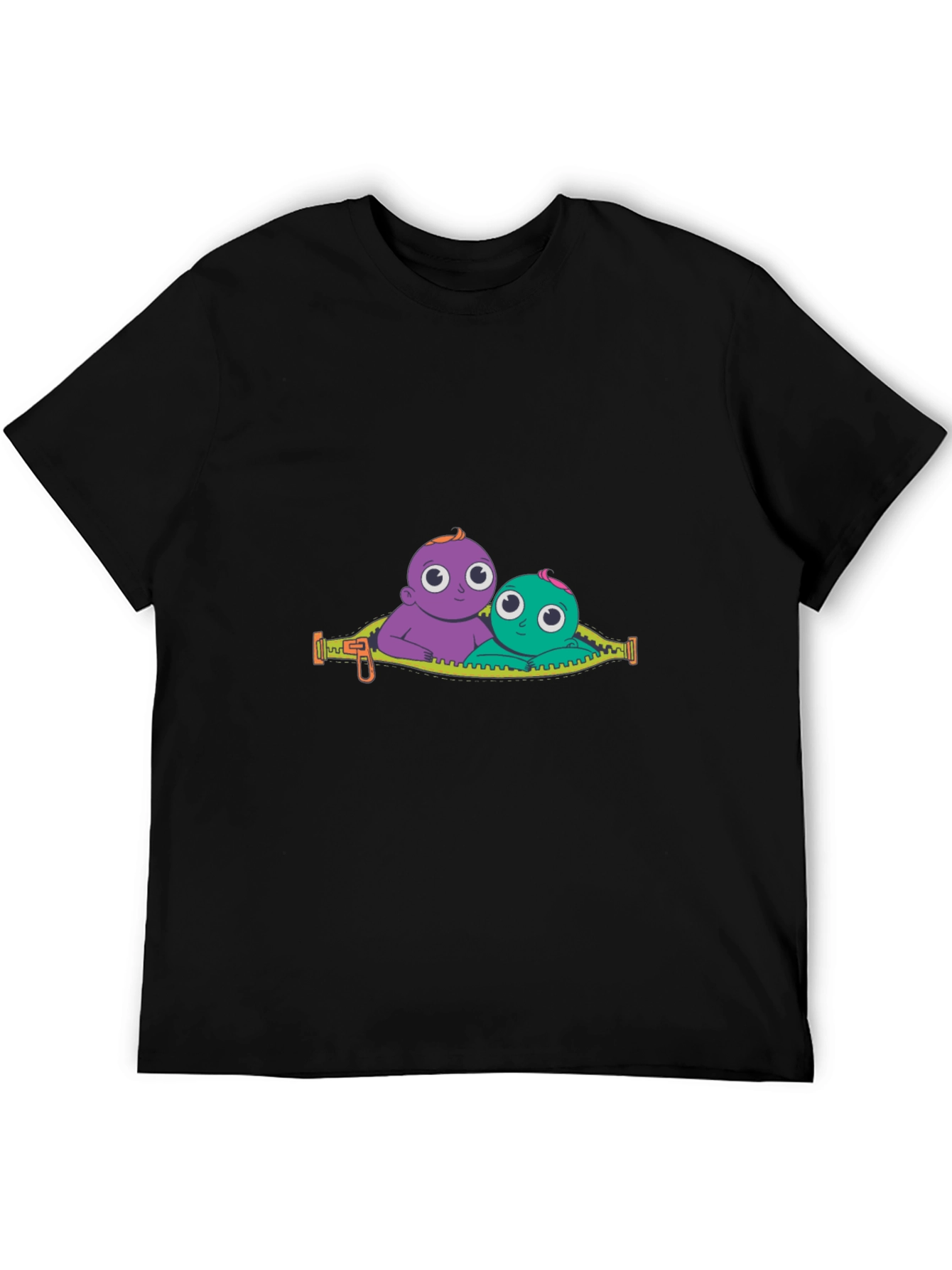 Cartoon Babies Graphic Black T-Shirt