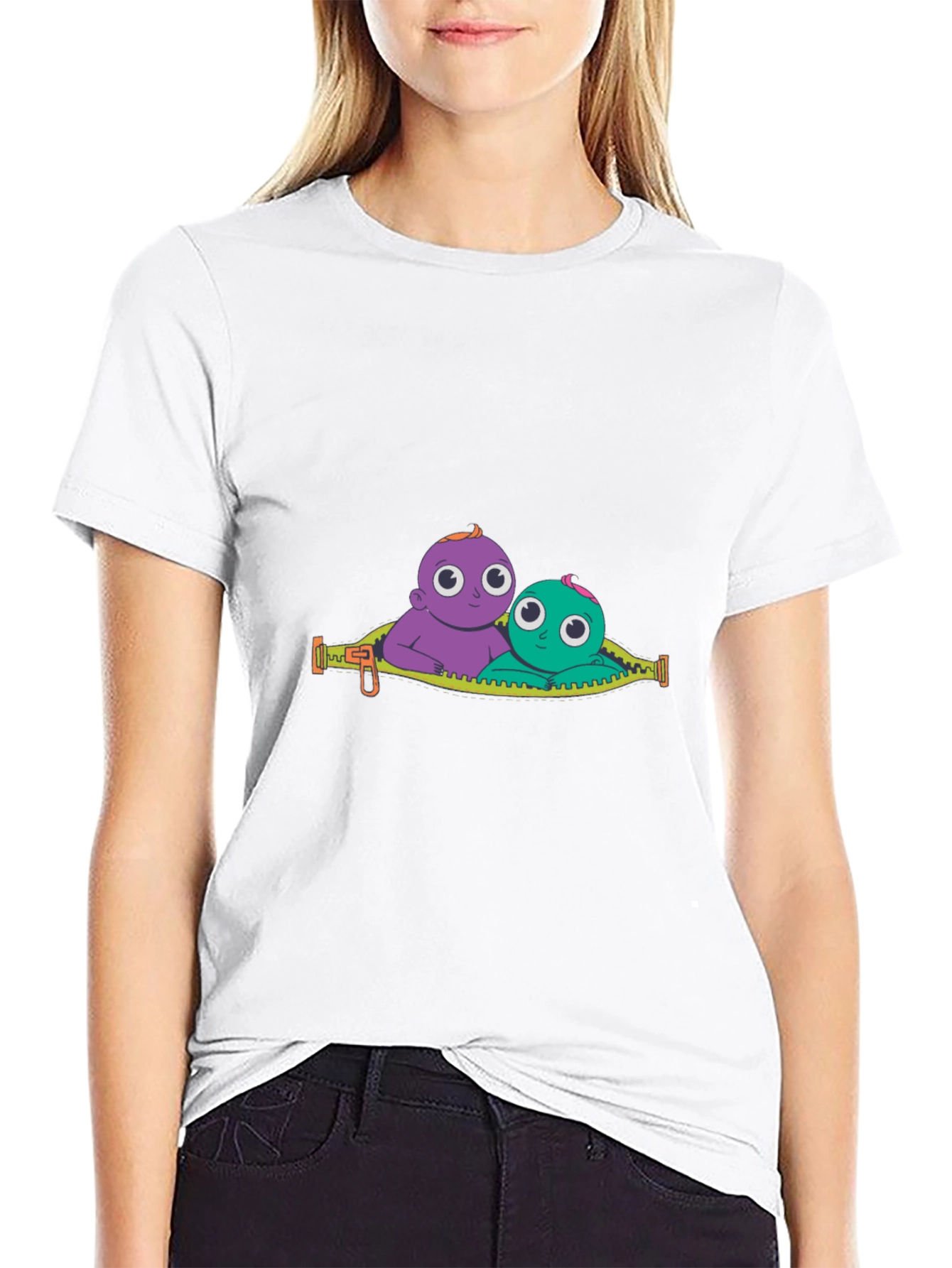 Cartoon Babies Graphic Black T-Shirt