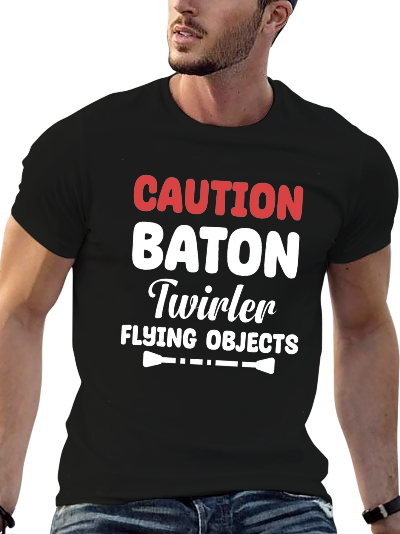 Caution Baton Twirler Flying Objects T-Shirt