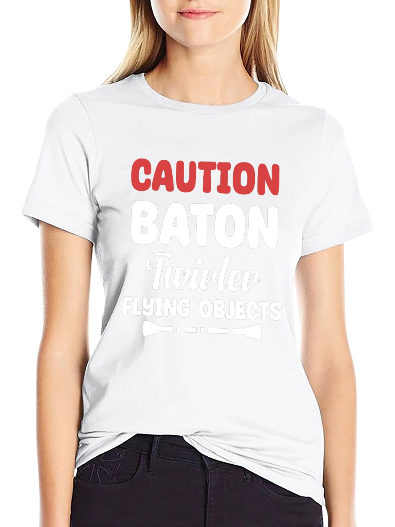 Caution Baton Twirler Flying Objects T-Shirt