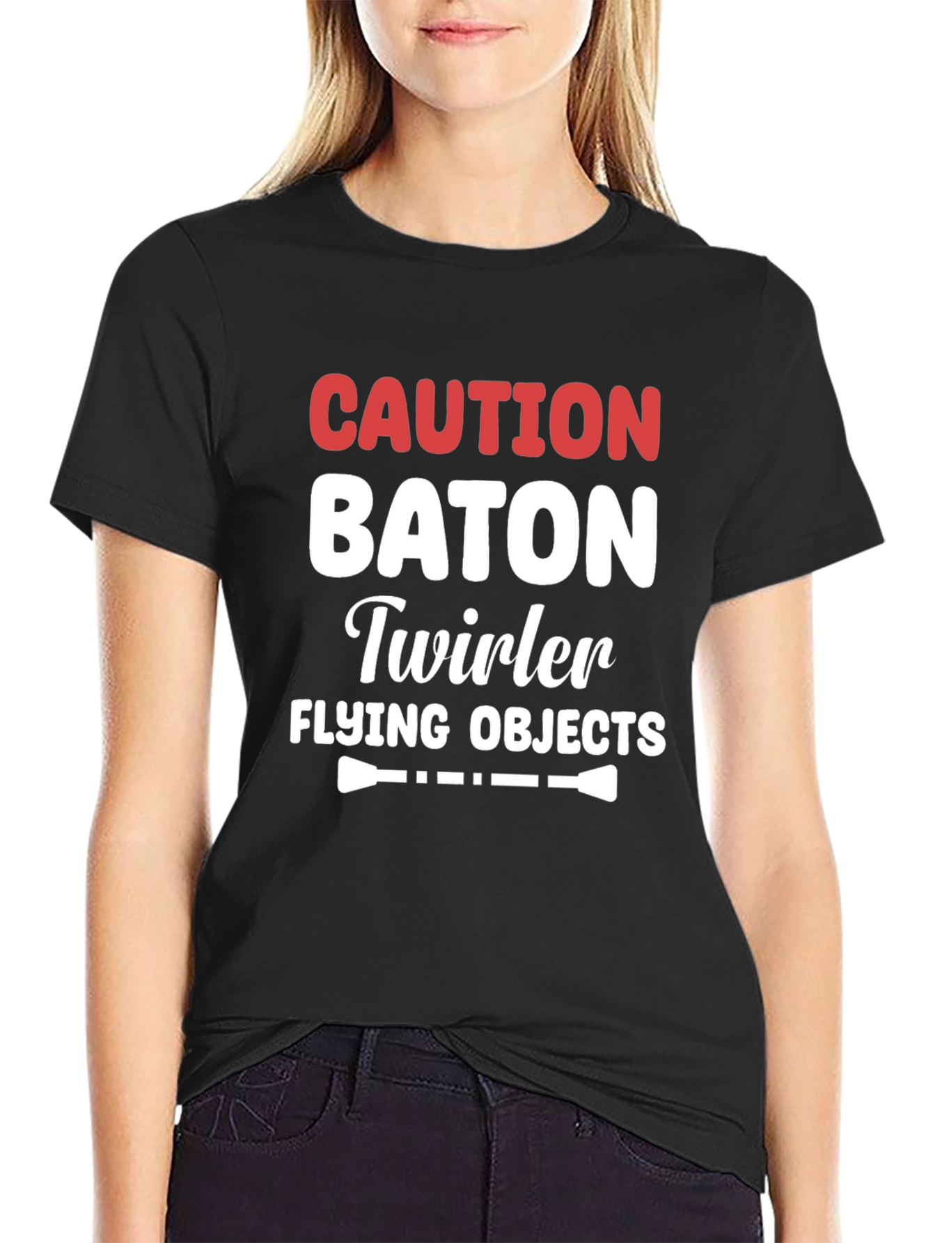 Caution Baton Twirler Flying Objects T-Shirt
