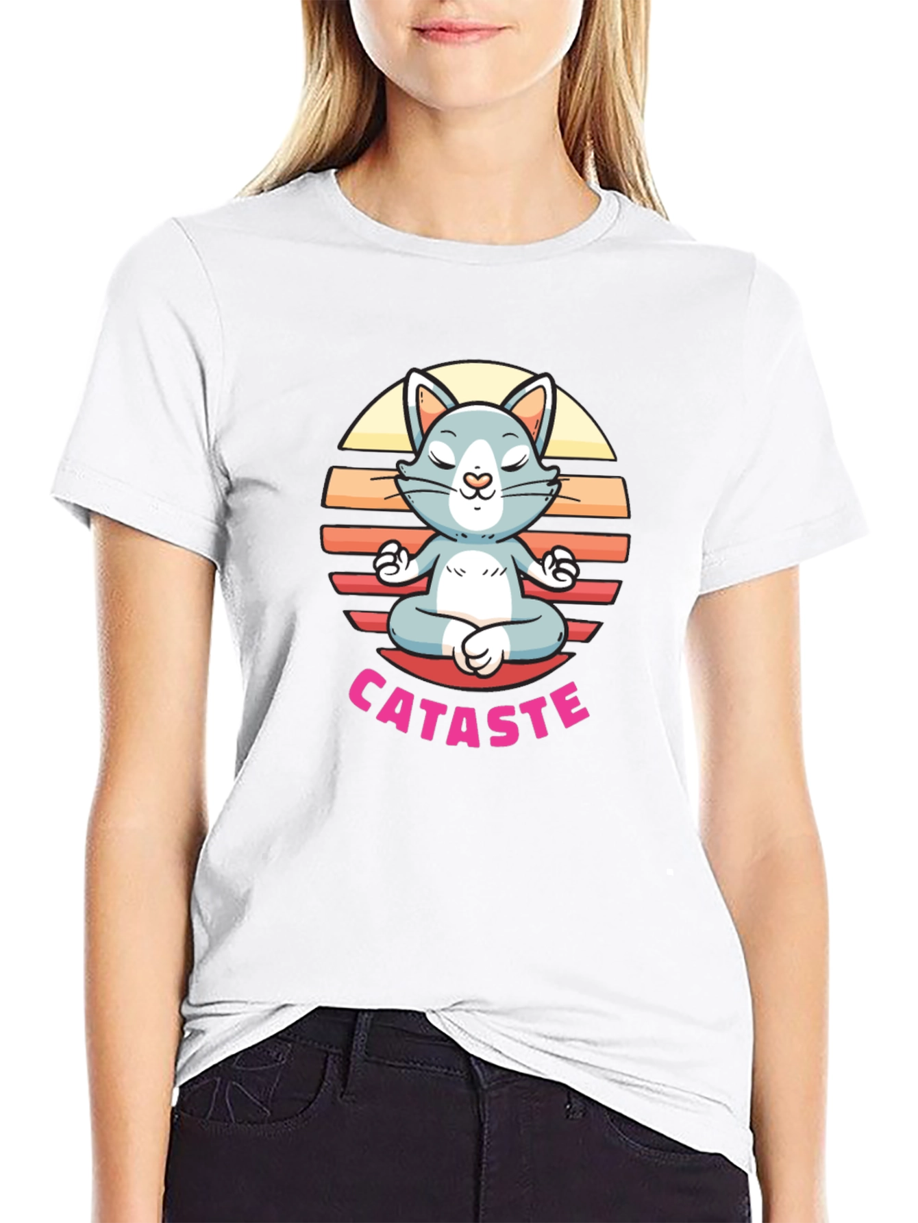Cataste Yoga Cat T-Shirt - Meditating Feline Tee