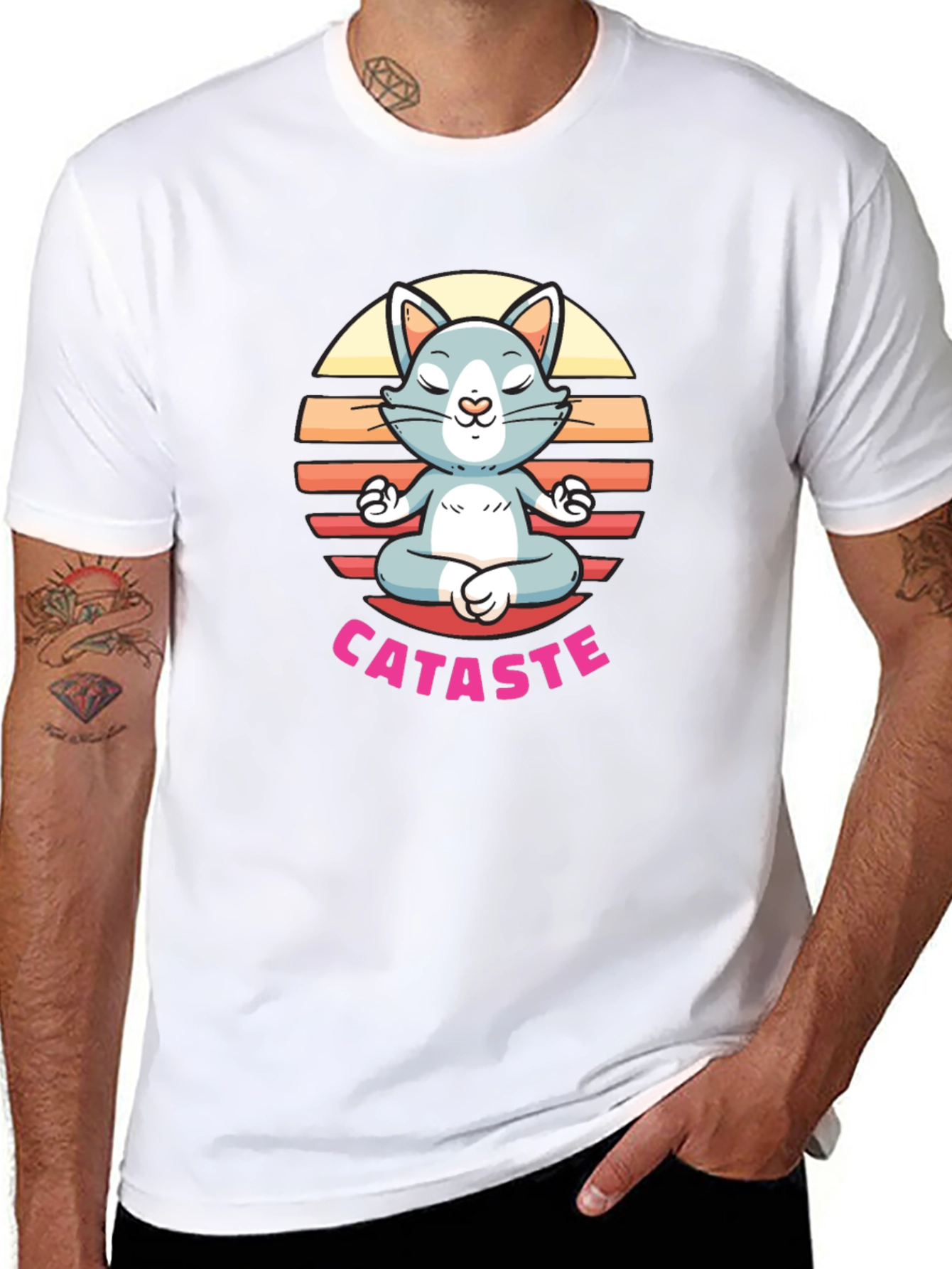 Cataste Yoga Cat T-Shirt - Meditating Feline Tee