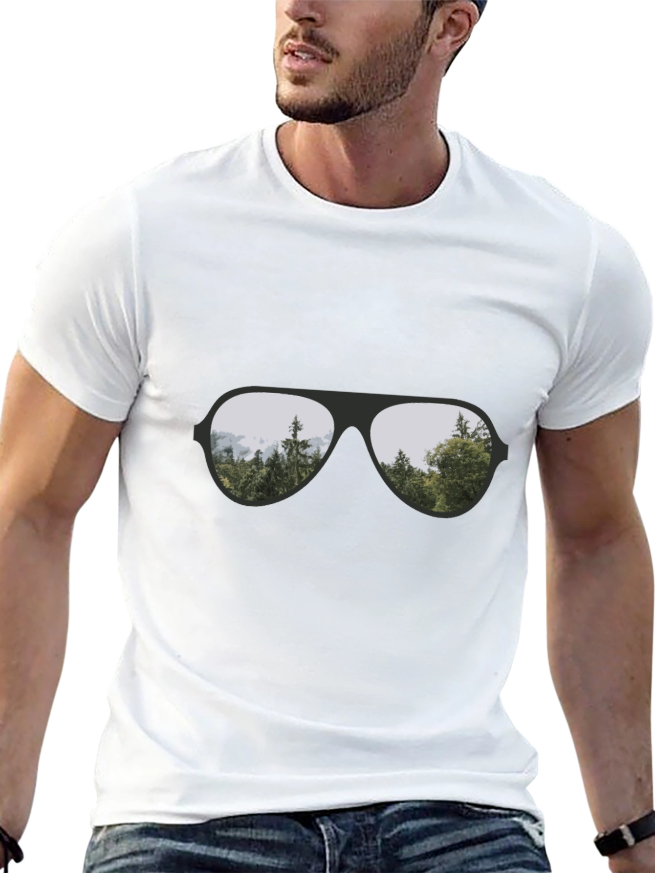 Cool Aviator Sunglasses Reflective T-Shirt