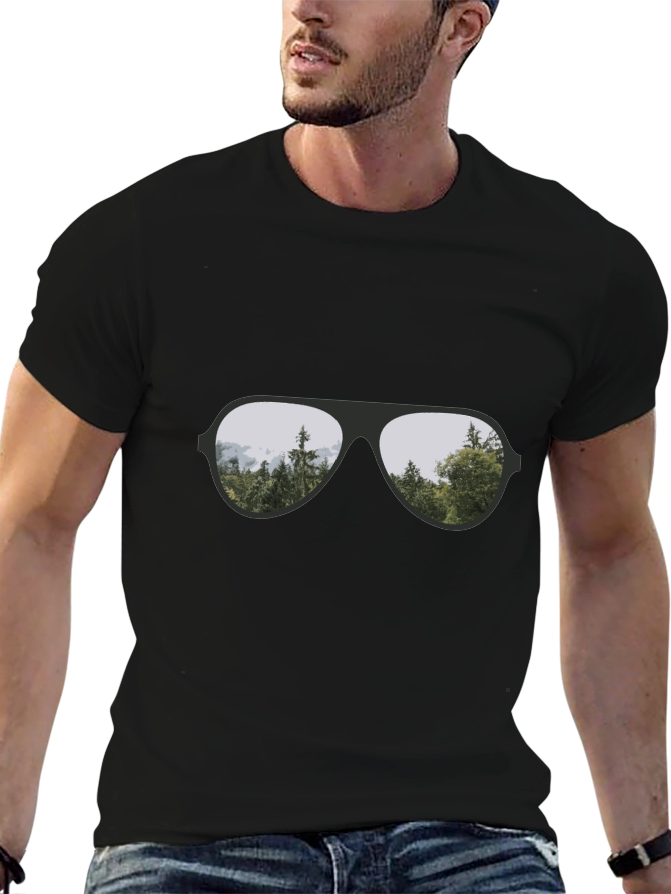 Cool Aviator Sunglasses Reflective T-Shirt