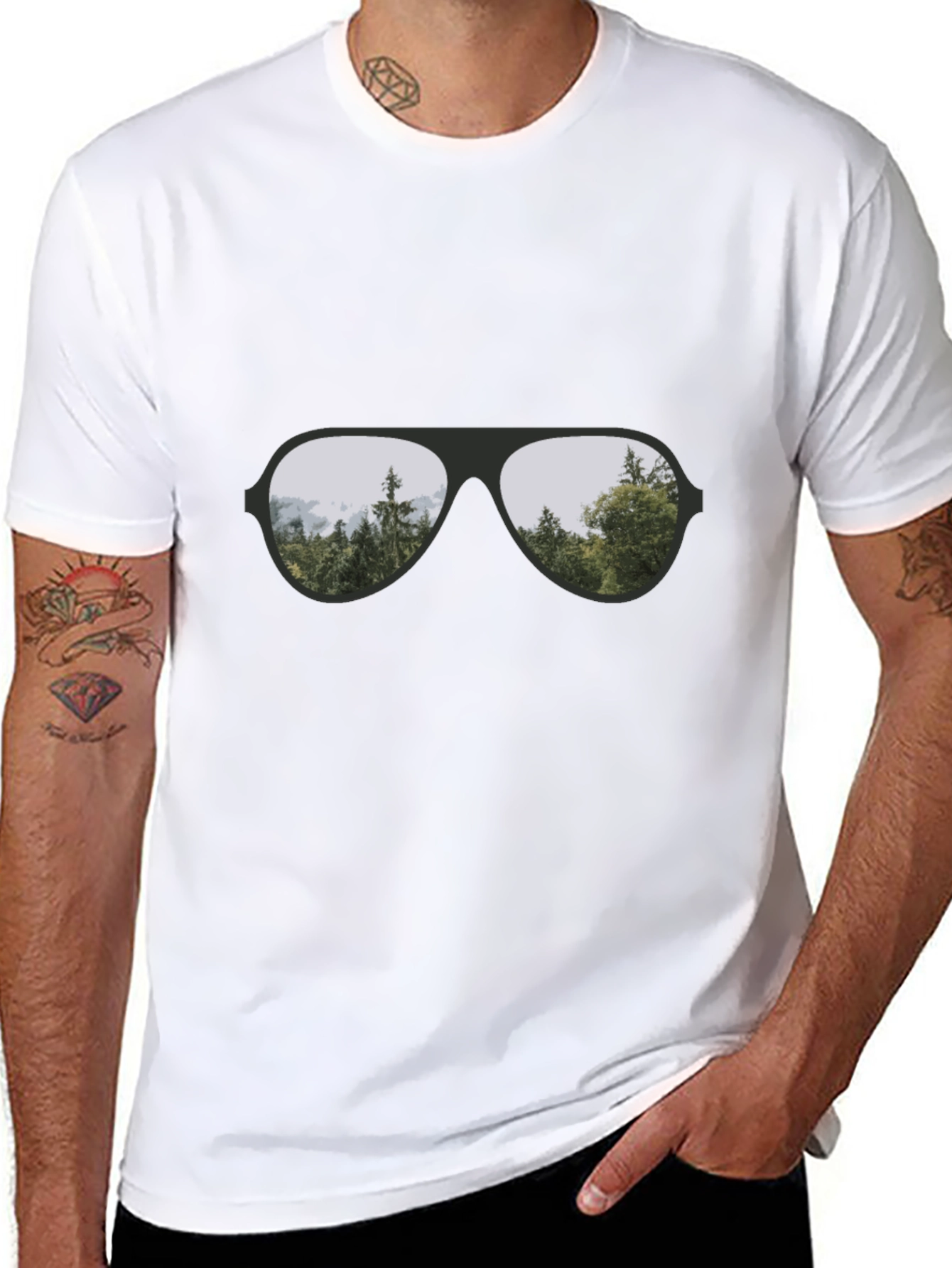 Cool Aviator Sunglasses Reflective T-Shirt