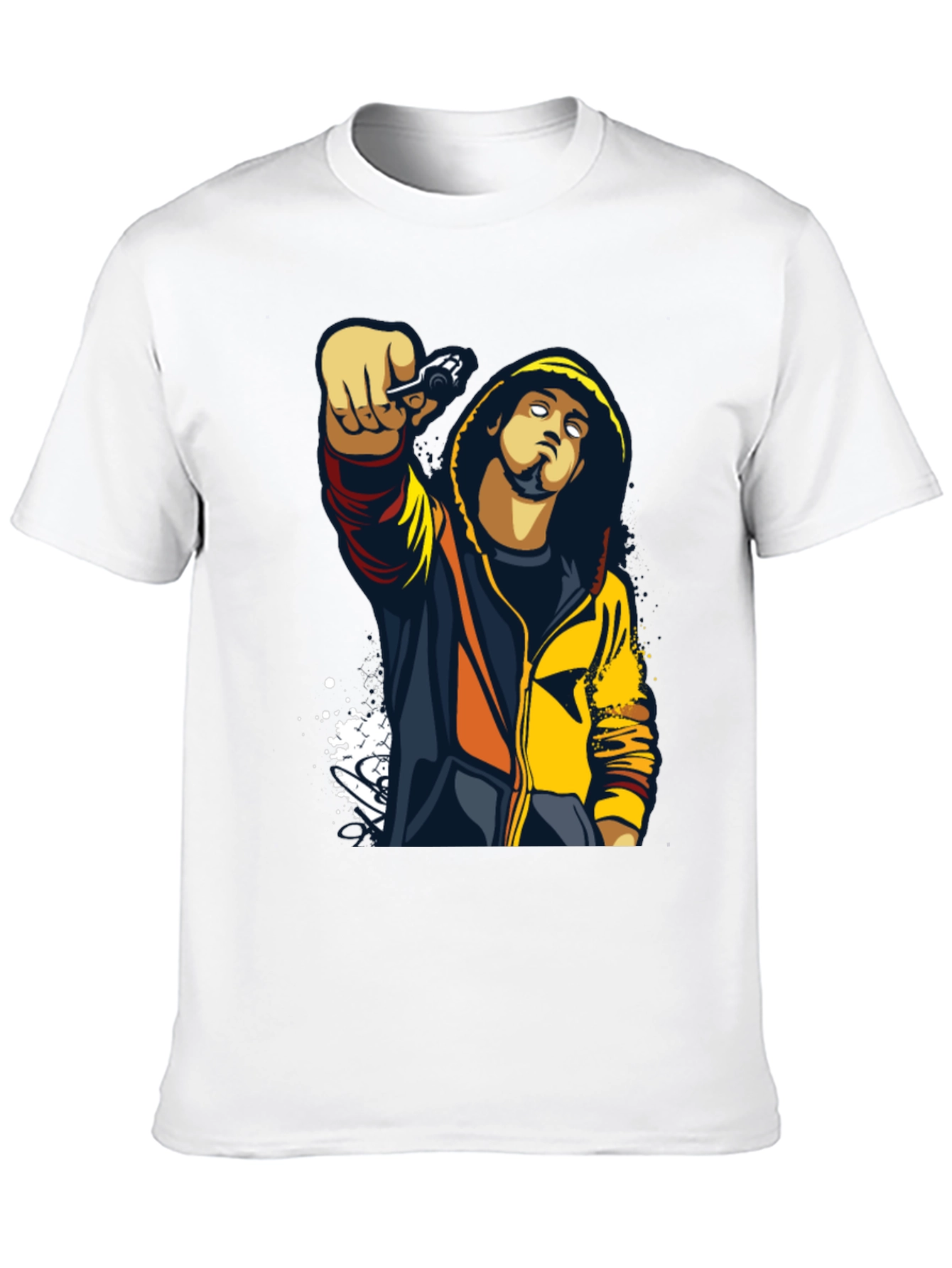 Urban Style Graphic Print Black T-Shirt