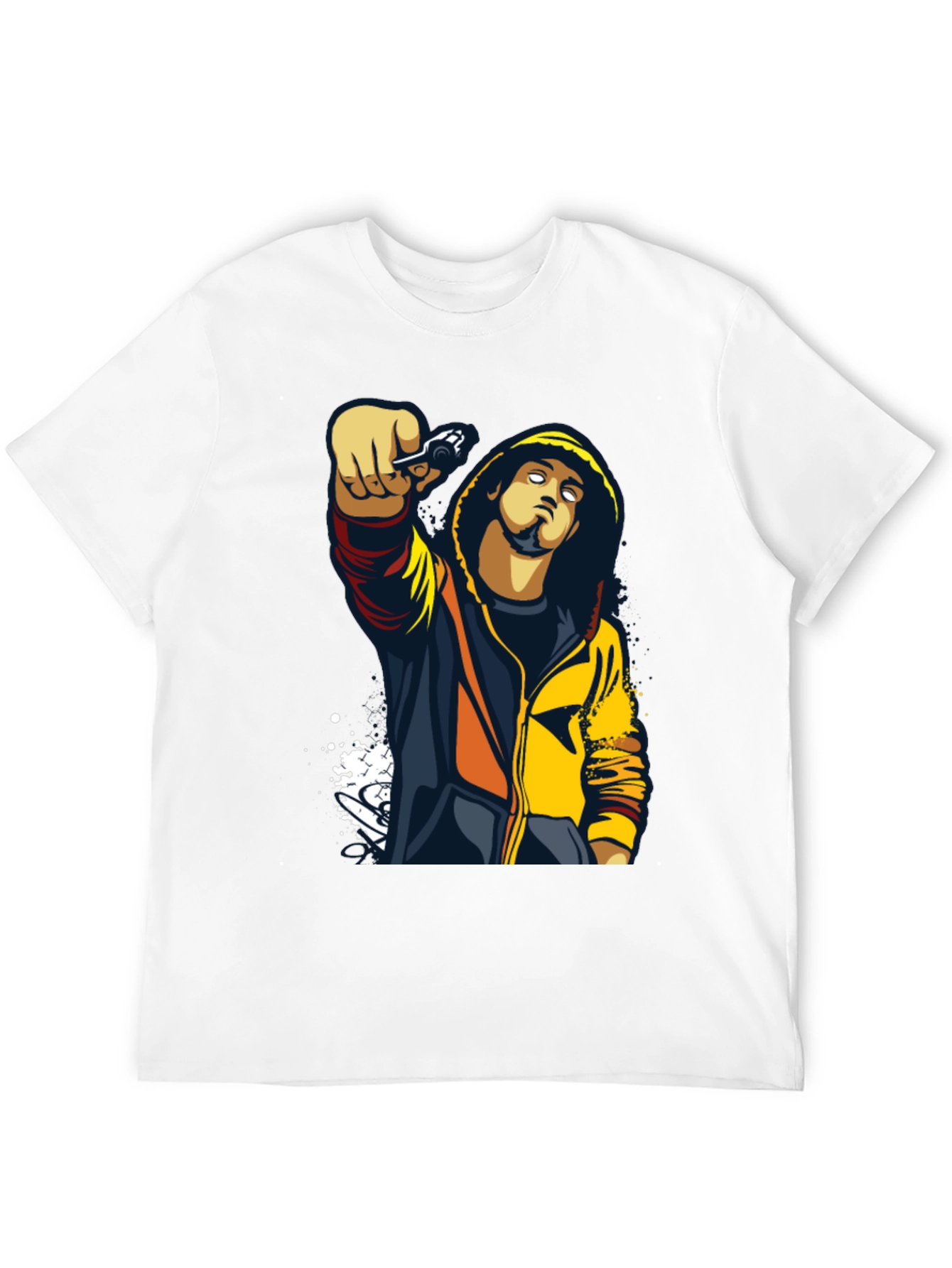 Urban Style Graphic Print Black T-Shirt