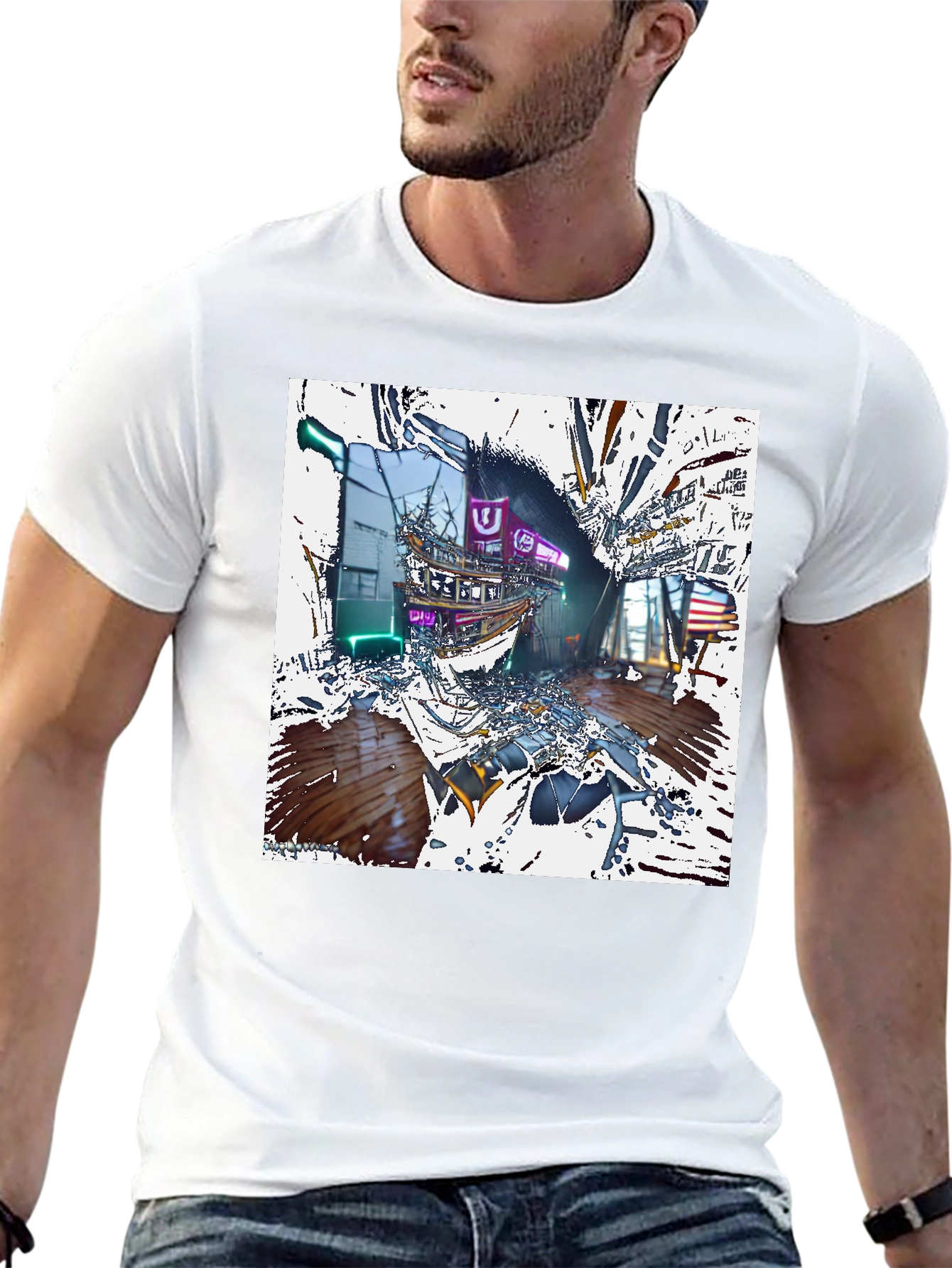 Abstract Neon Shipwreck T-Shirt