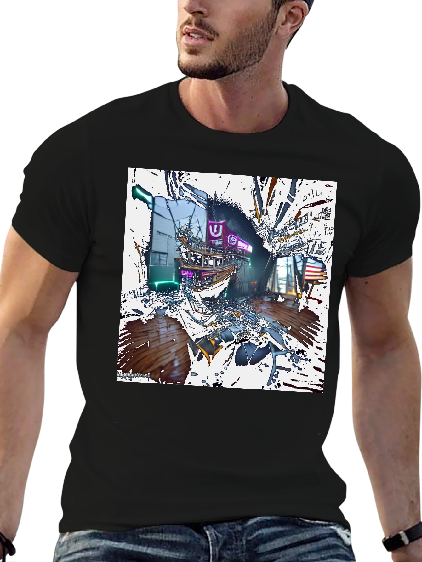 Abstract Neon Shipwreck T-Shirt
