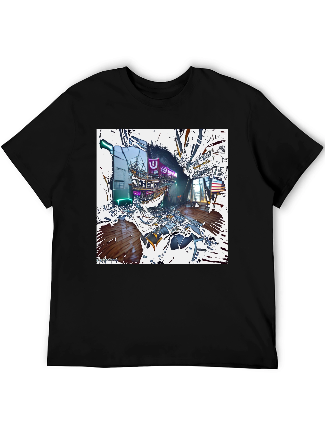 Abstract Neon Shipwreck T-Shirt