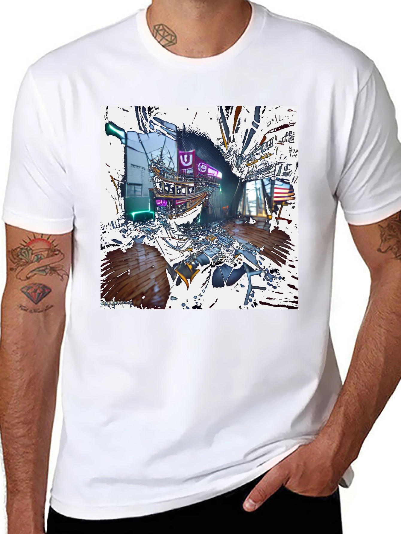 Abstract Neon Shipwreck T-Shirt