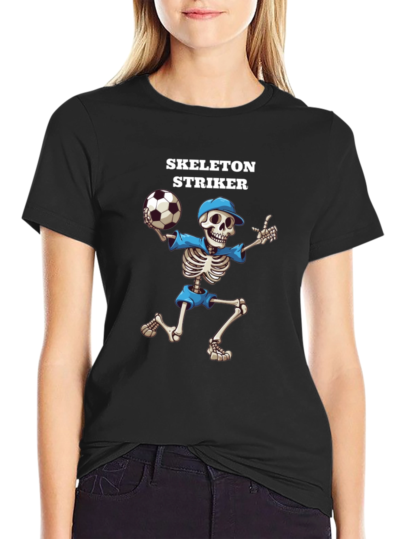Skeleton Striker Graphic T-Shirt - Black Cotton Tee