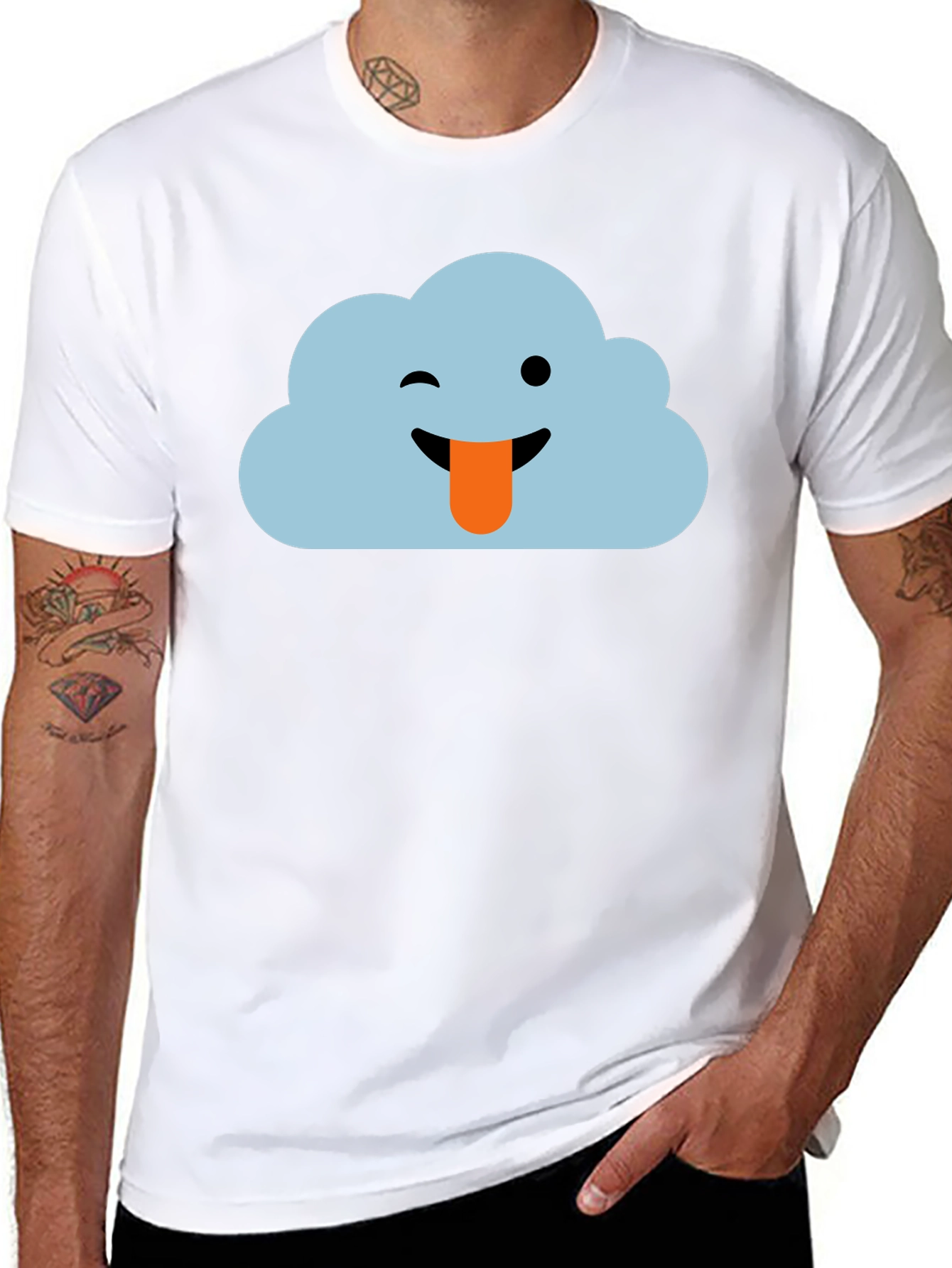 Cloud Emoji Black T-Shirt