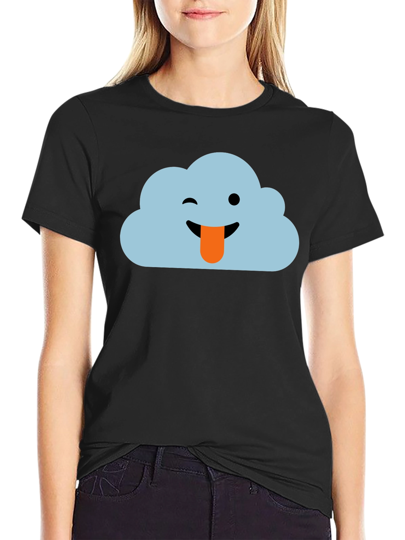 Cloud Emoji Black T-Shirt