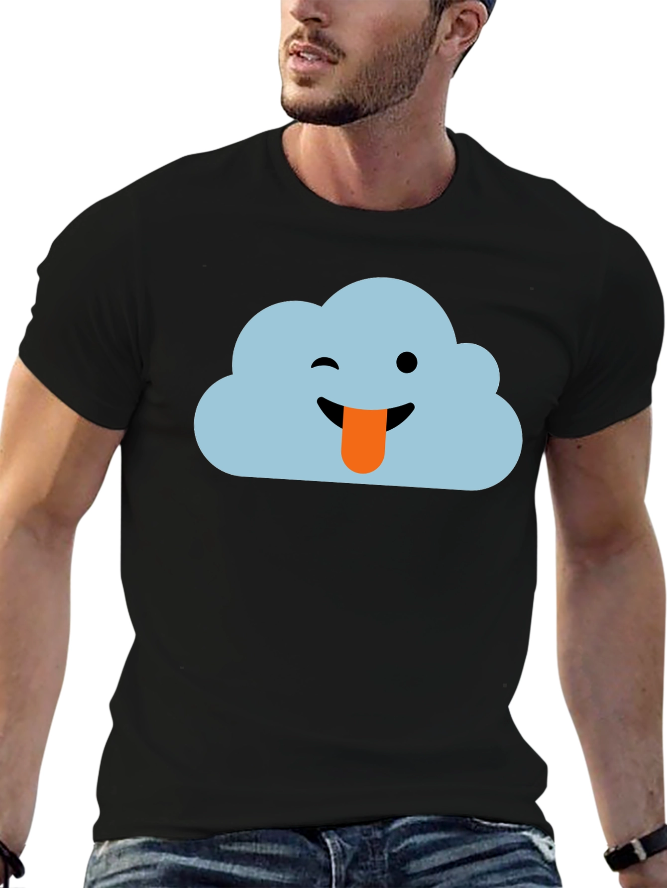 Cloud Emoji Black T-Shirt