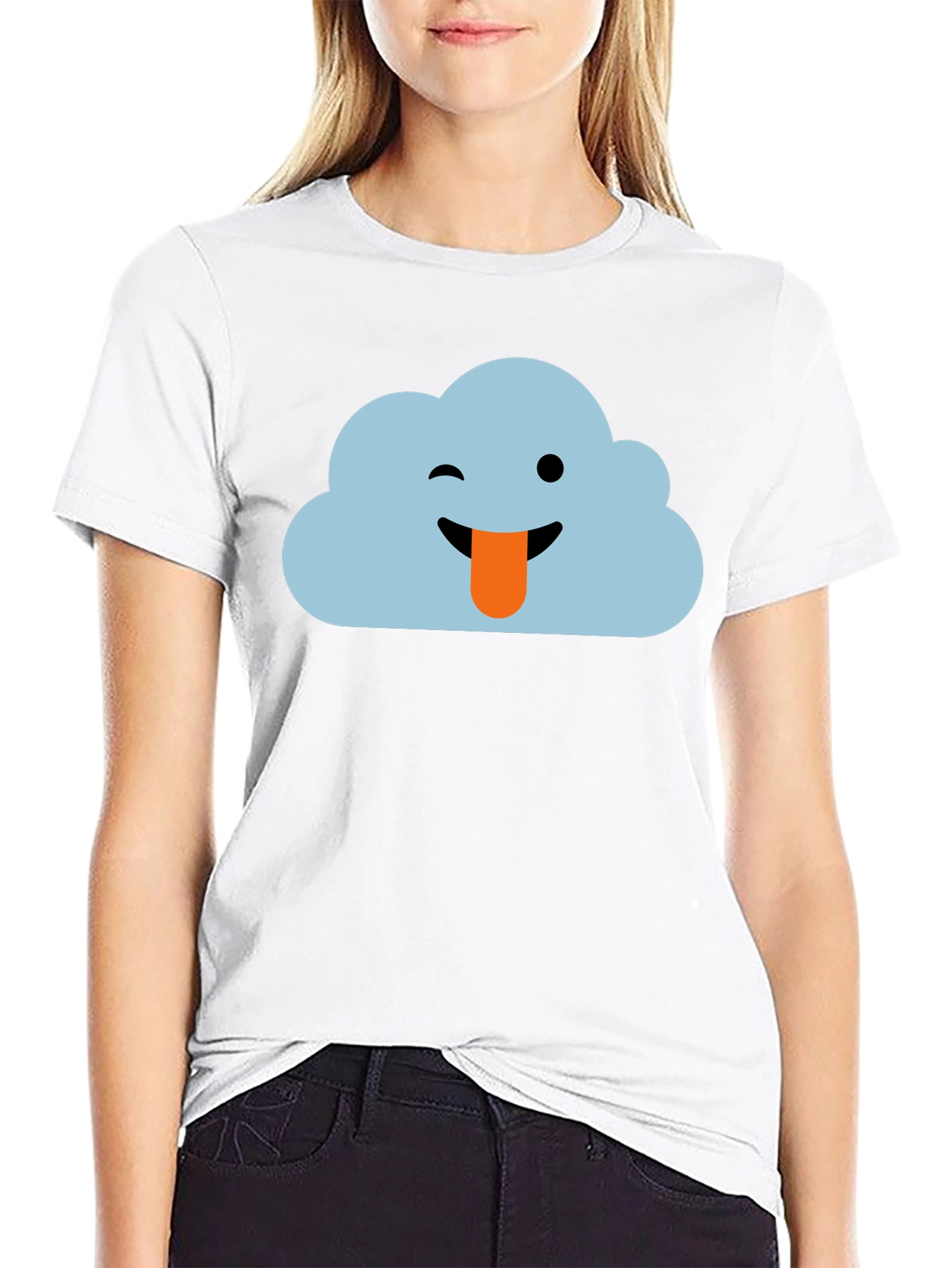 Cloud Emoji Black T-Shirt
