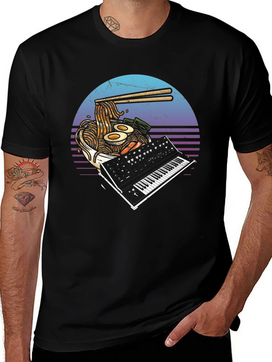 Ramen Synthwave T-Shirt - Unique Music & Food Design