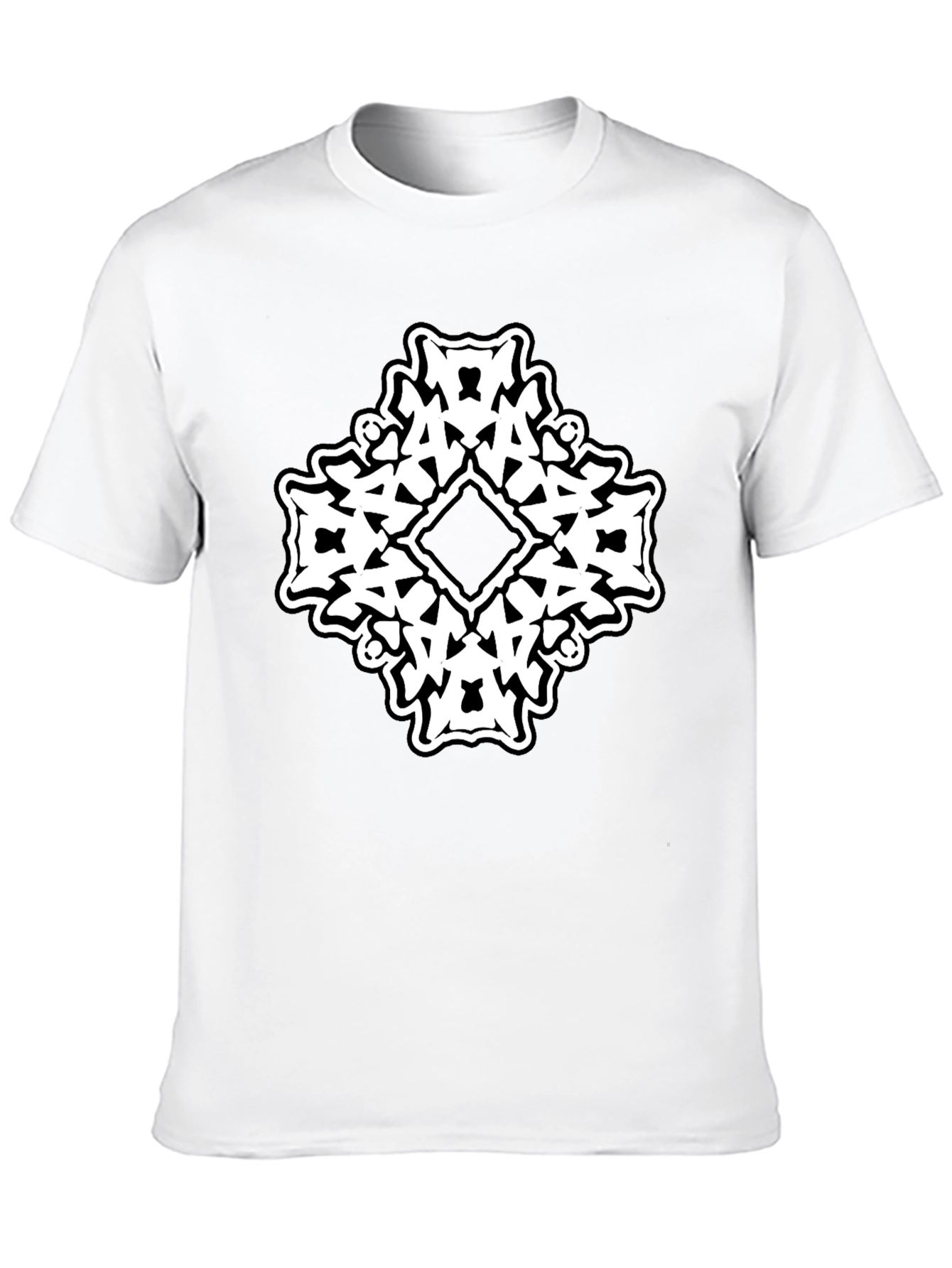 Black T-Shirt with White Abstract Diamond Graphic