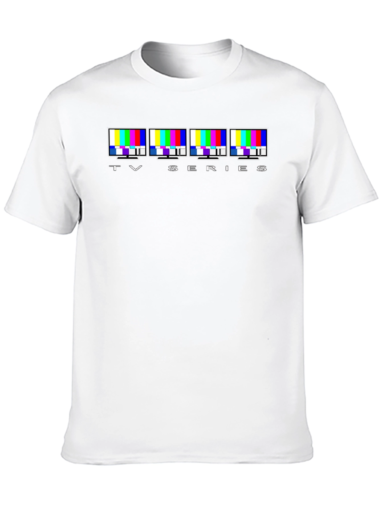 TV Series Glitch Pattern Graphic Tee - Black