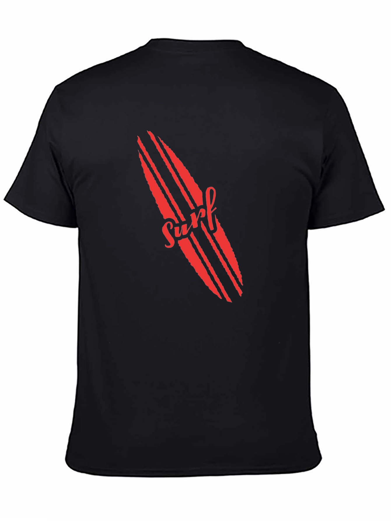 Surfboard Graphic Tee - Red Print on Black