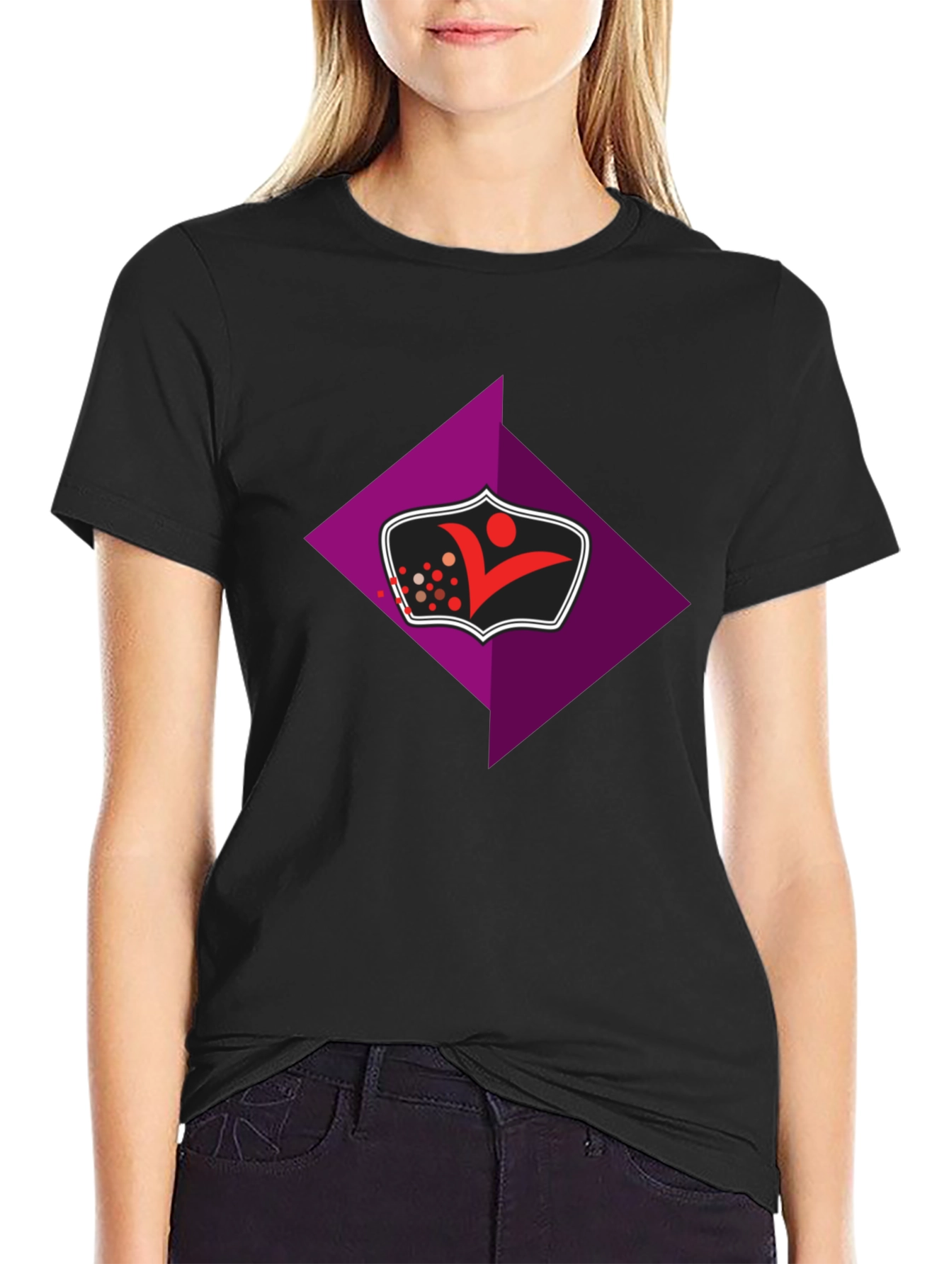 Stylish Black Tee with Geometric Logo Graphic