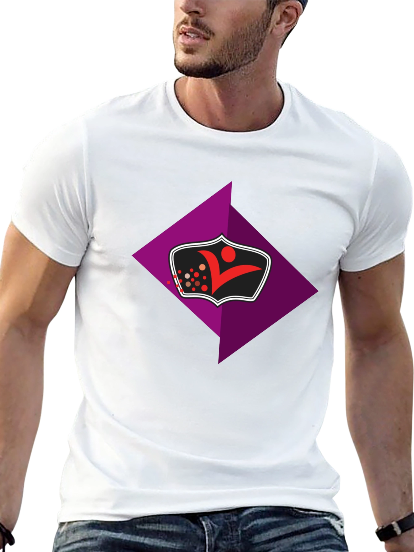 Stylish Black Tee with Geometric Logo Graphic