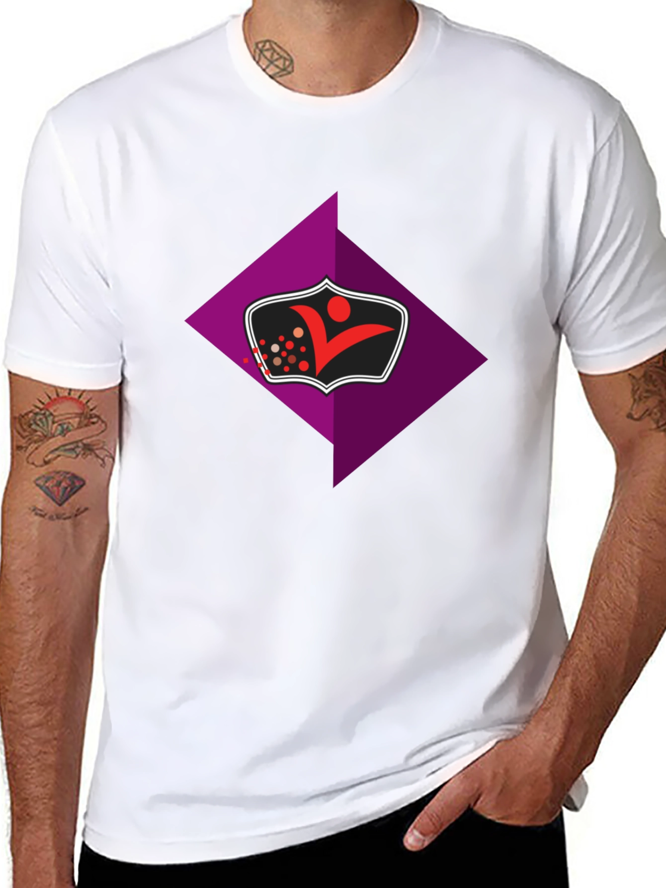 Stylish Black Tee with Geometric Logo Graphic