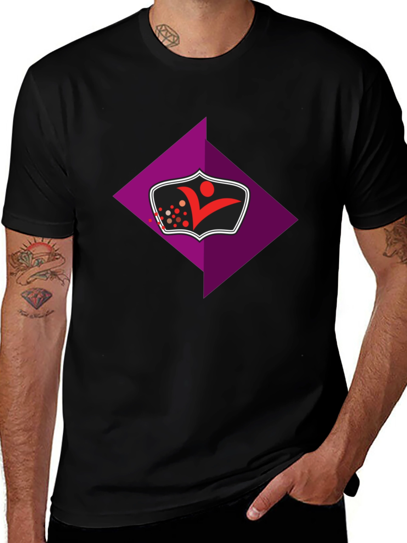Stylish Black Tee with Geometric Logo Graphic