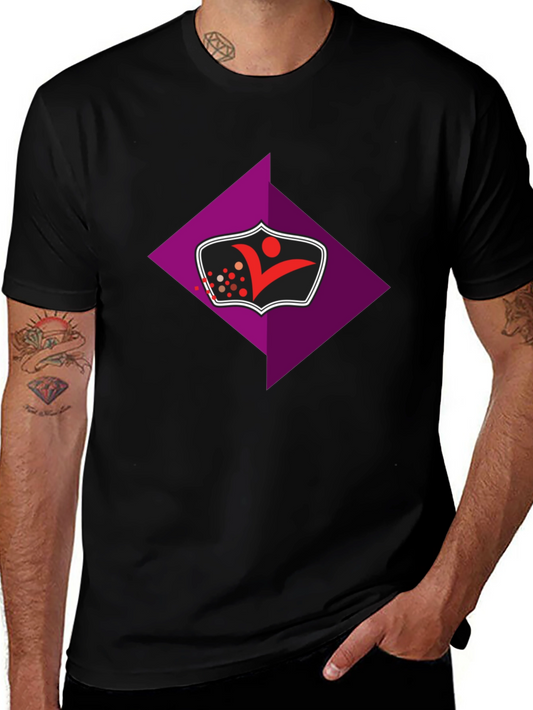 Stylish Black Tee with Geometric Logo Graphic