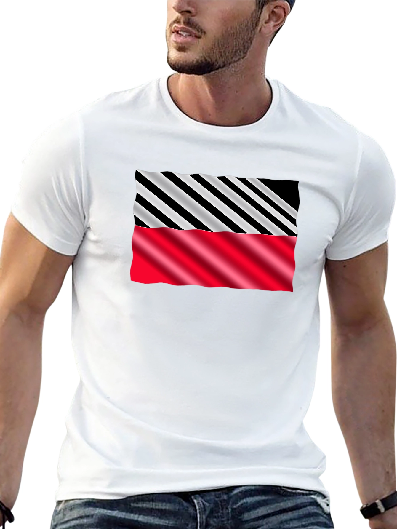 Stripped Pattern Graphic Tee