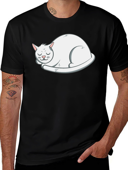 Sleeping Cat Graphic T-Shirt - Soft Cotton Tee