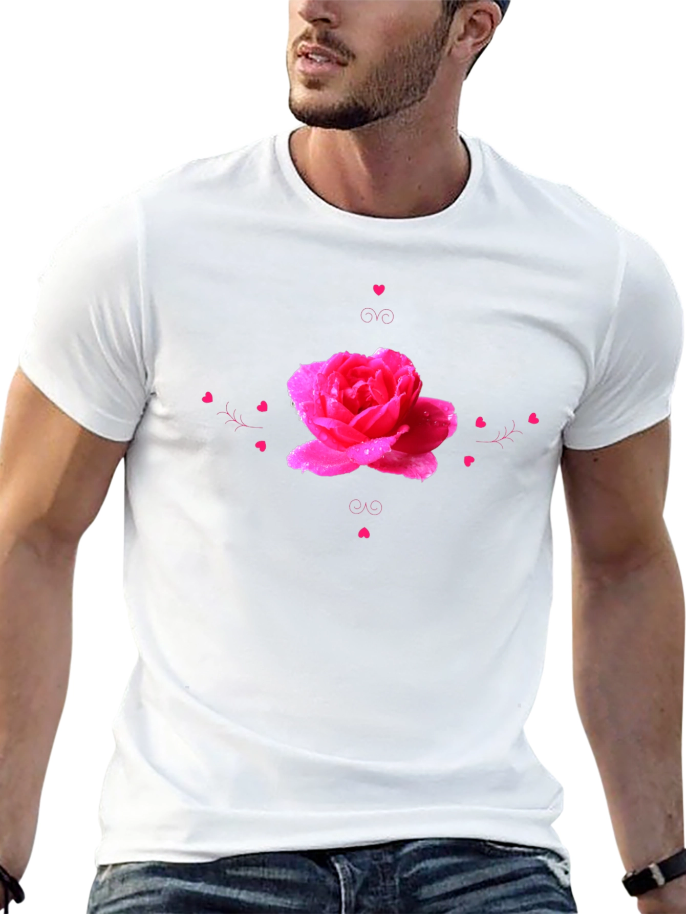 Rose Heart Graphic Black T-Shirt