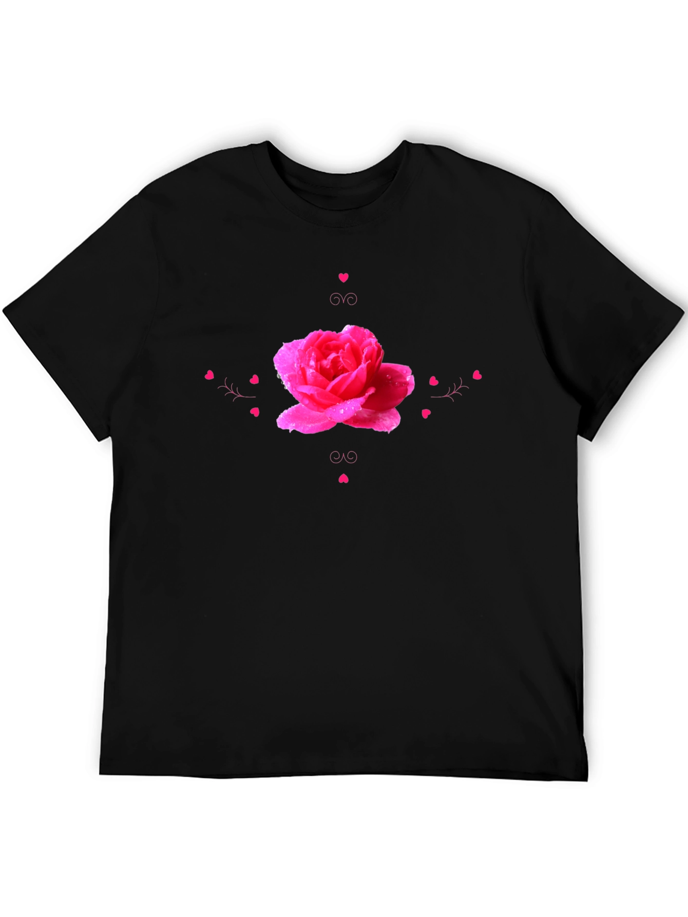 Rose Heart Graphic Black T-Shirt