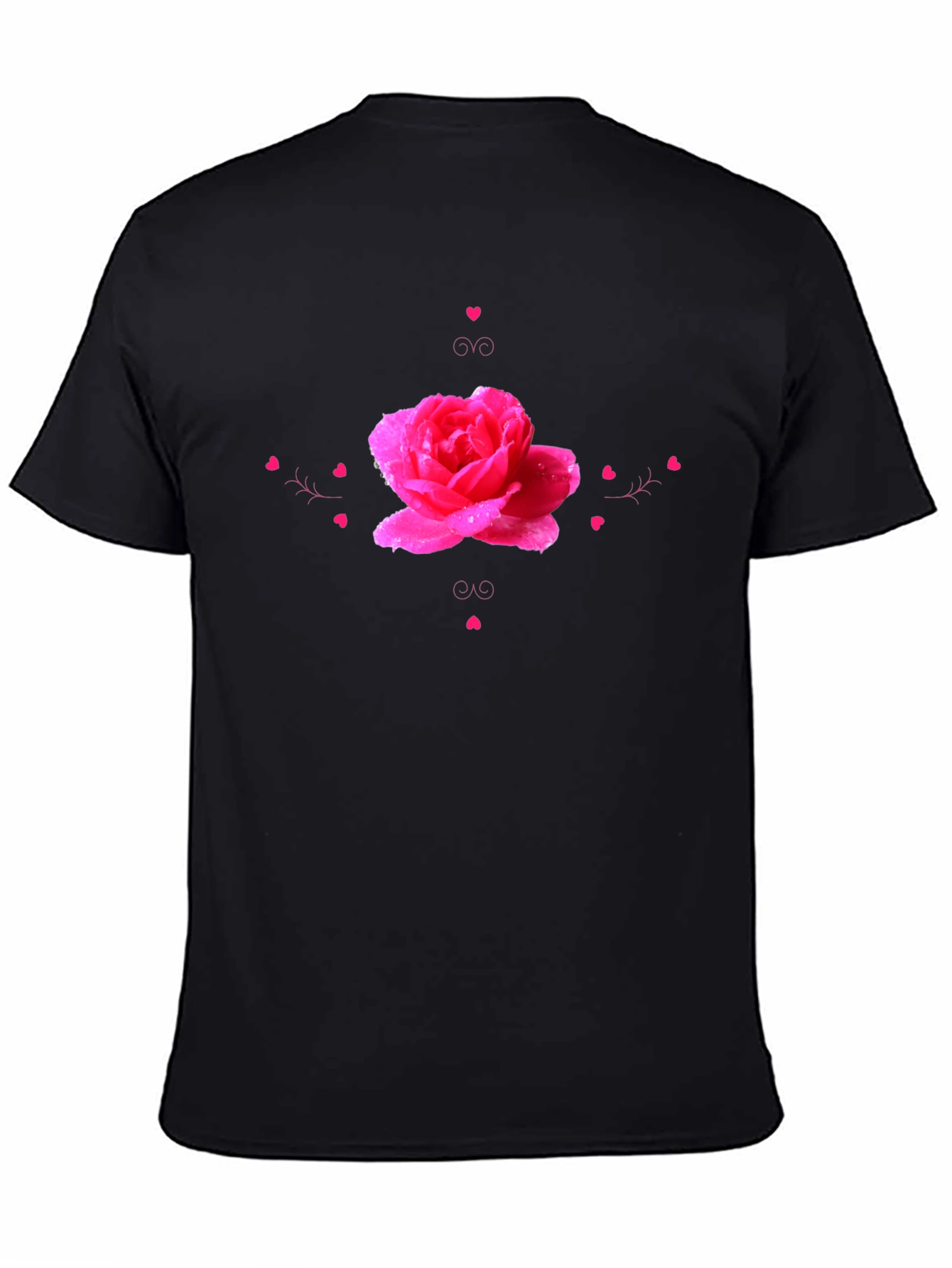 Rose Heart Graphic Black T-Shirt