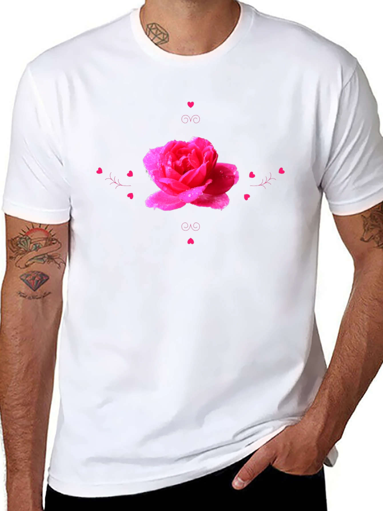 Rose Heart Graphic Black T-Shirt