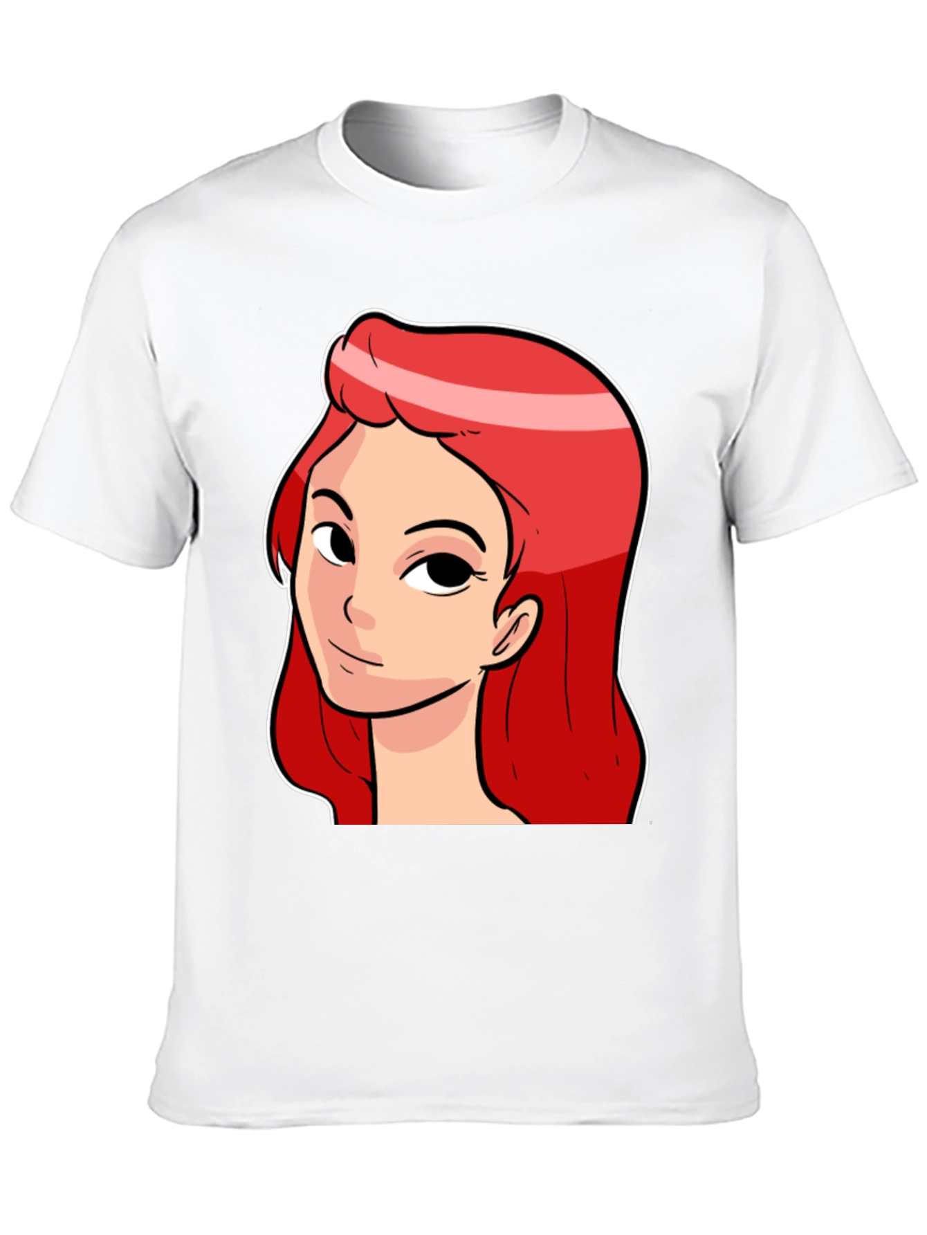 Red Haired Cartoon Girl Graphic Black T-Shirt