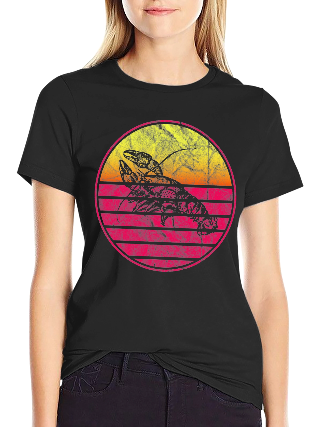 Retro Lobster Sunset Graphic Tee
