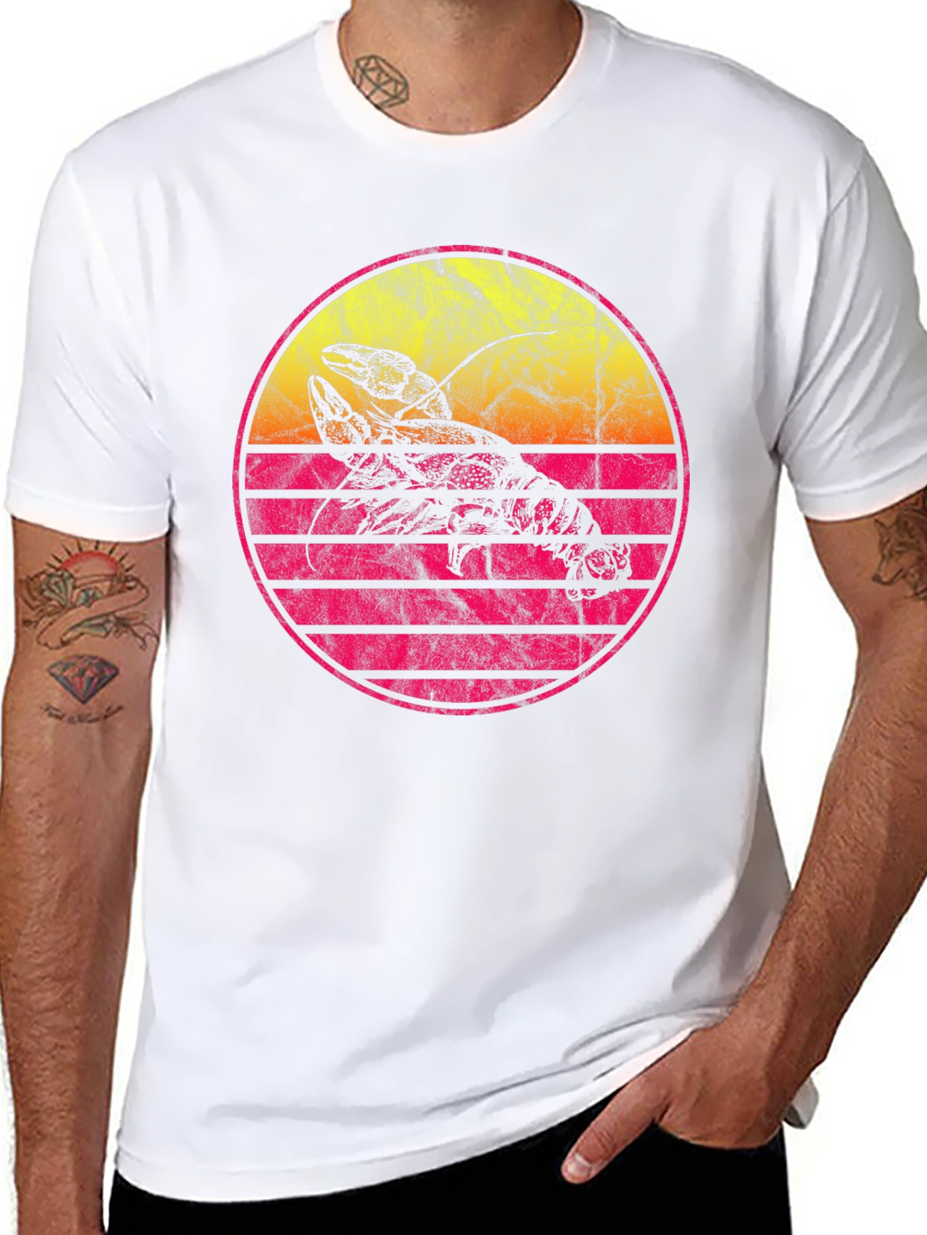 Retro Lobster Sunset Graphic Tee