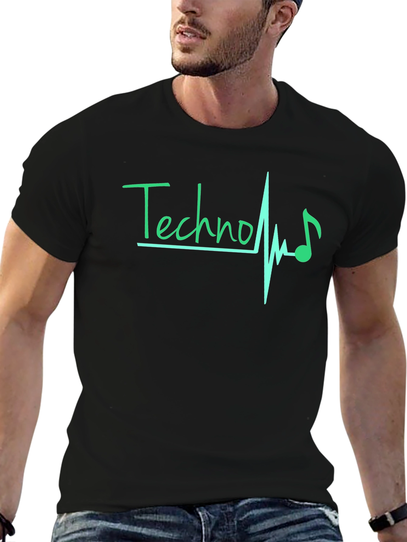 Techno Heartbeat Black T-Shirt - Music Lover Tee