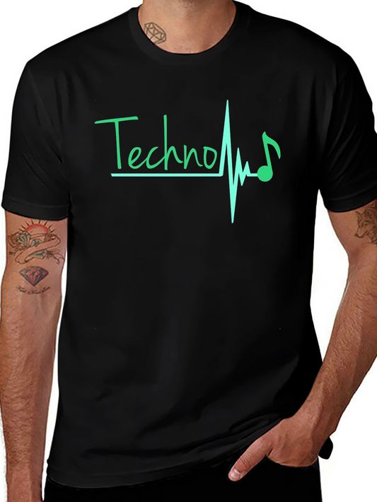 Techno Heartbeat Black T-Shirt - Music Lover Tee