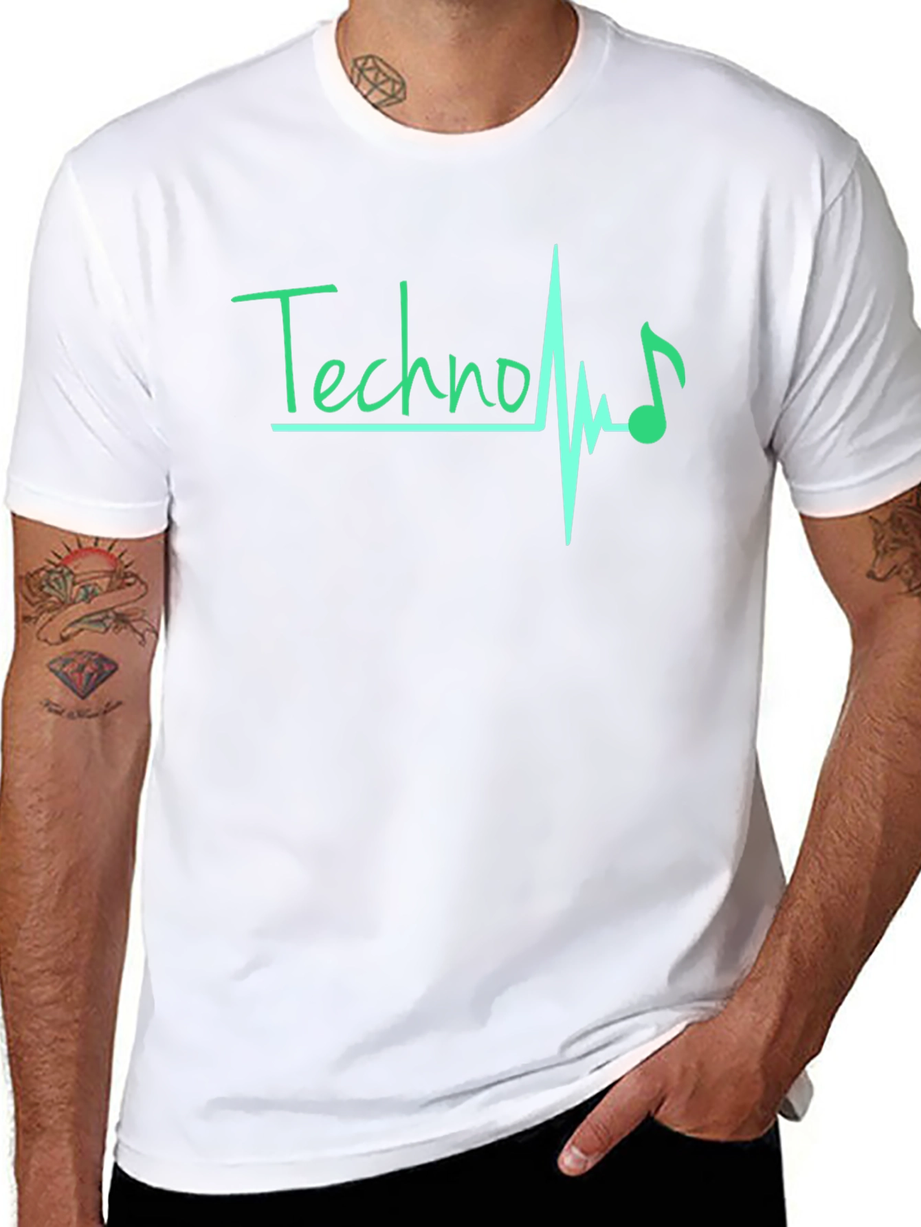 Techno Heartbeat Black T-Shirt - Music Lover Tee