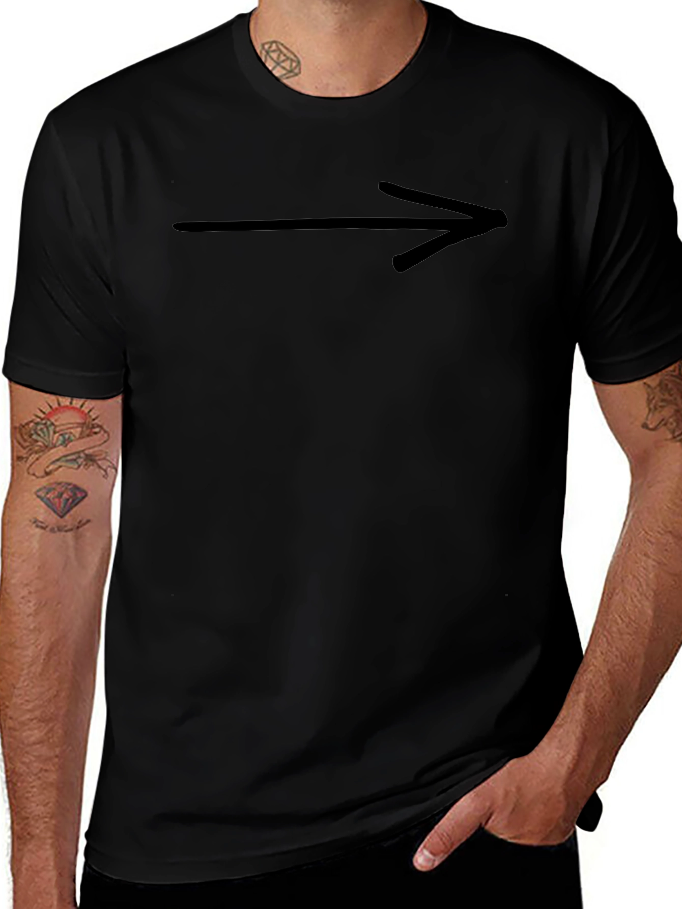 Black T-Shirt with Arrow Graphic Print