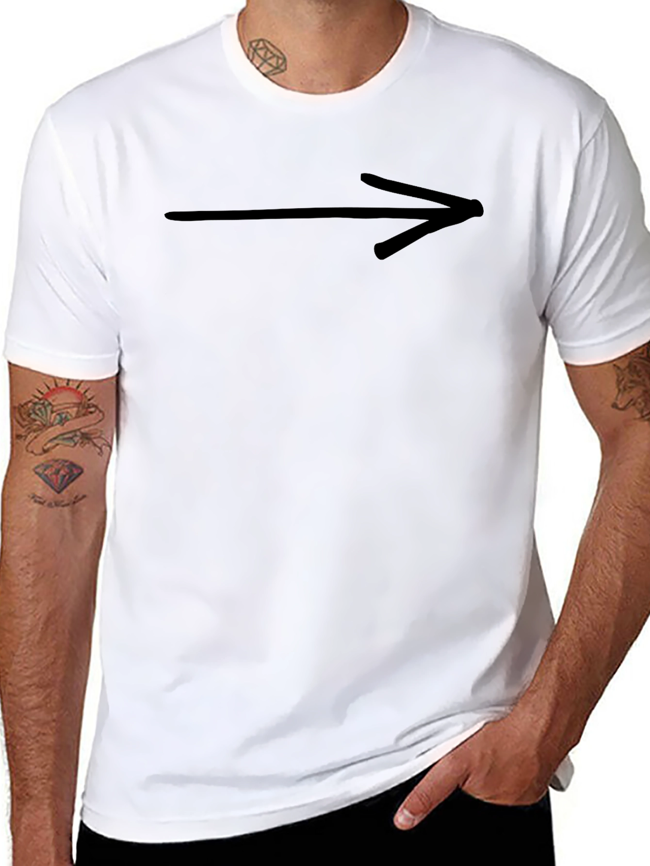 Black T-Shirt with Arrow Graphic Print