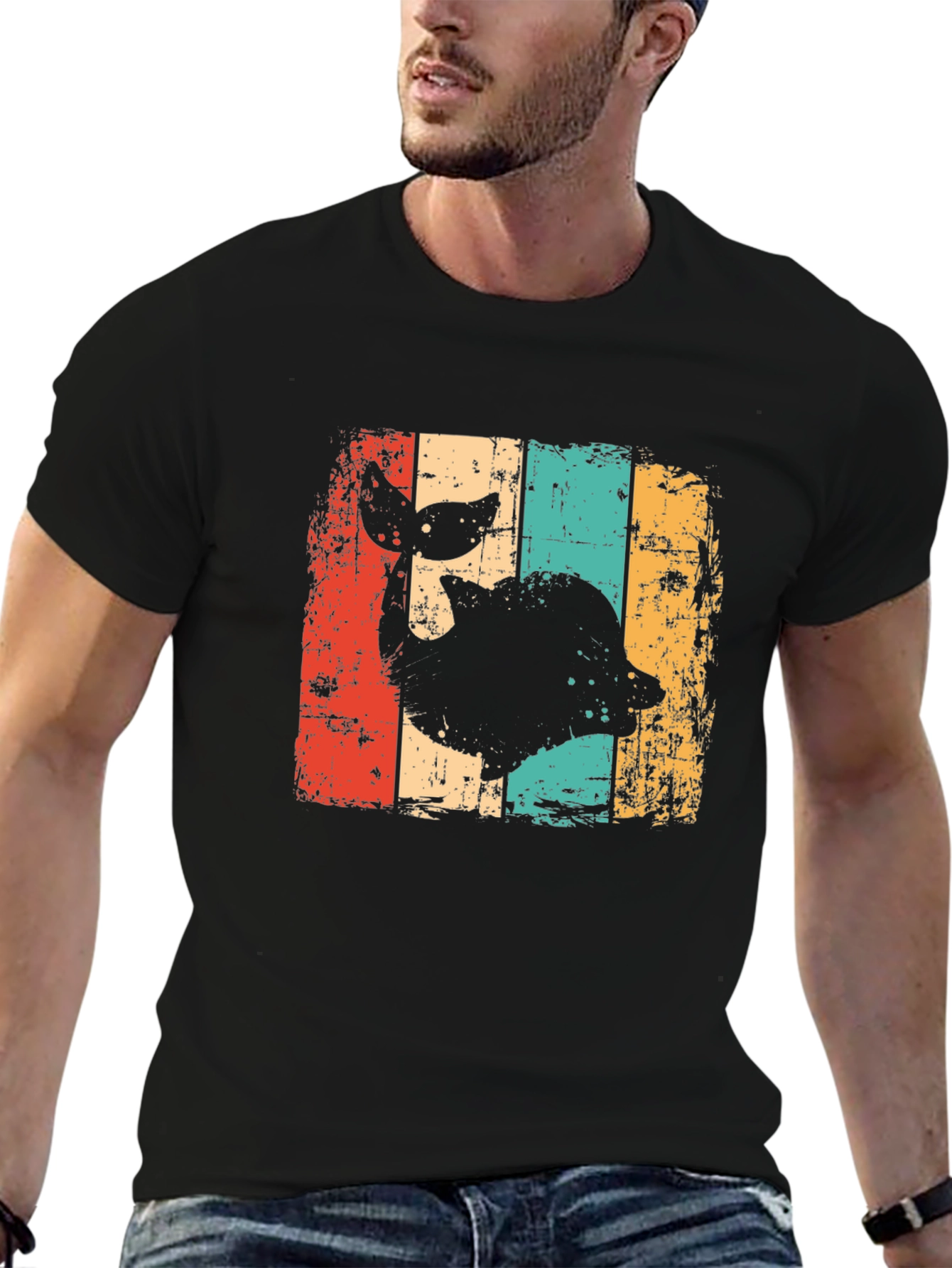 Retro Whale Graphic T-Shirt - Distressed Design