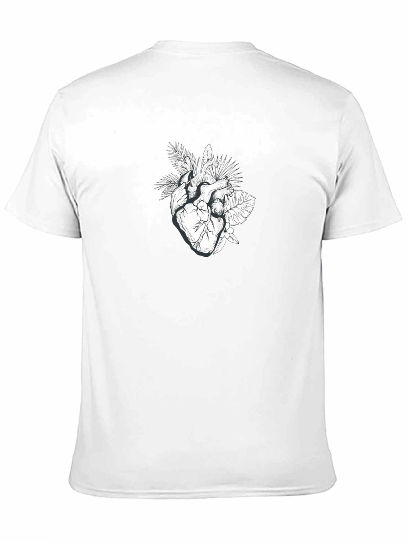 Botanical Heart Graphic Tee - Black Cotton T-Shirt