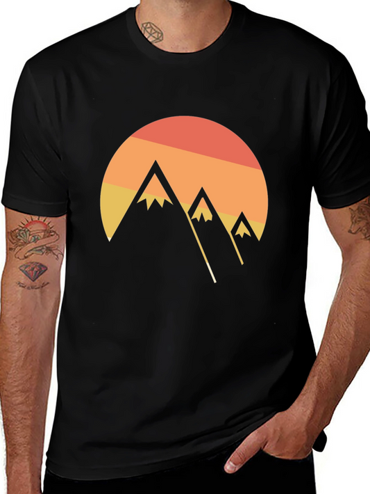 Sunset Mountain Graphic Tee - Black